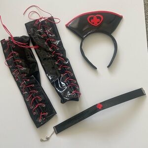 Black and Red Nurse Costume Set